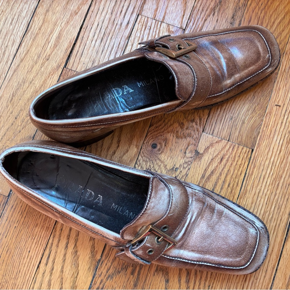 Vintage Prada Brown Leather Loafers - Picture 2 of 4